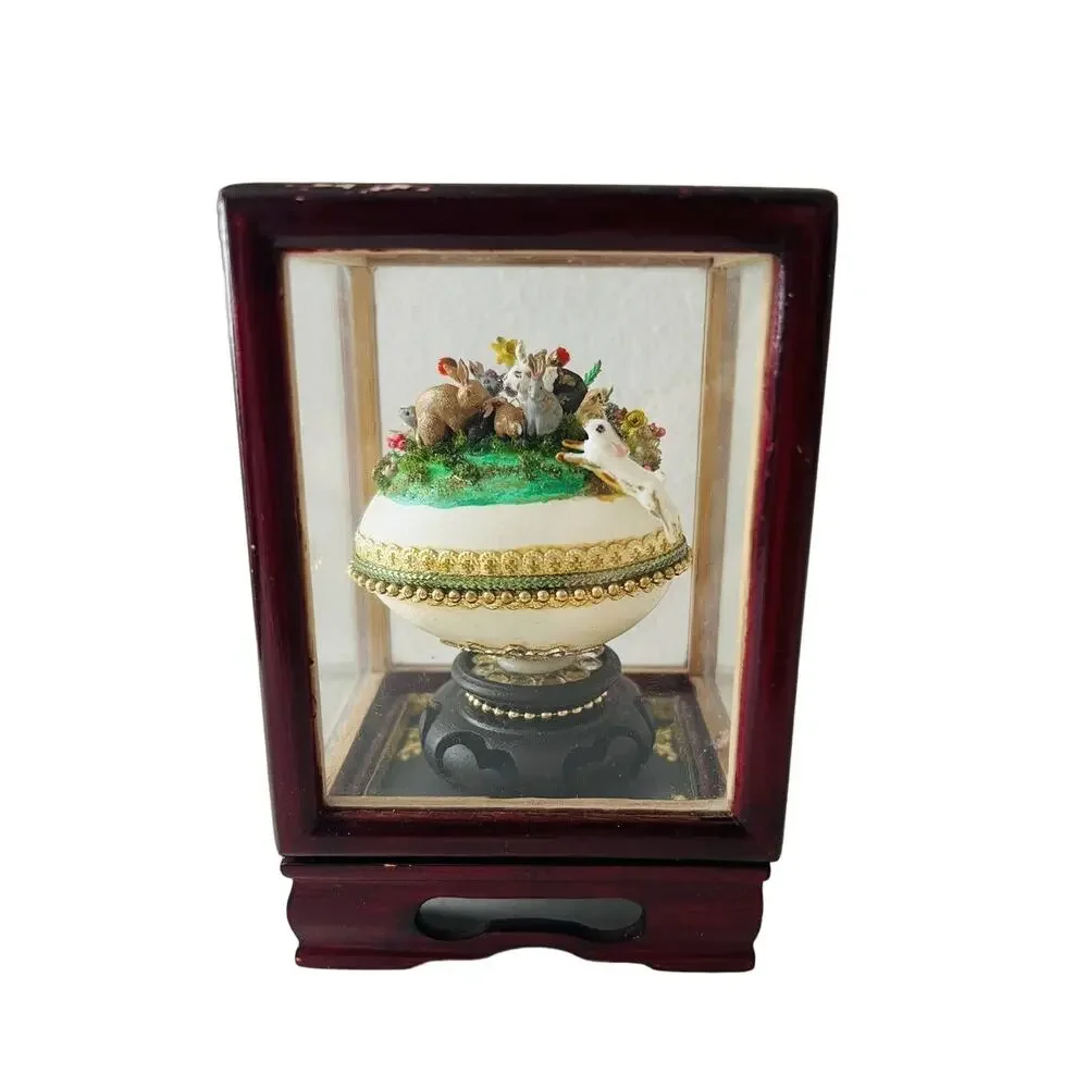 Handmade Real Egg Ornamental Decor Vintage Home Craft Easter Diorama Rare